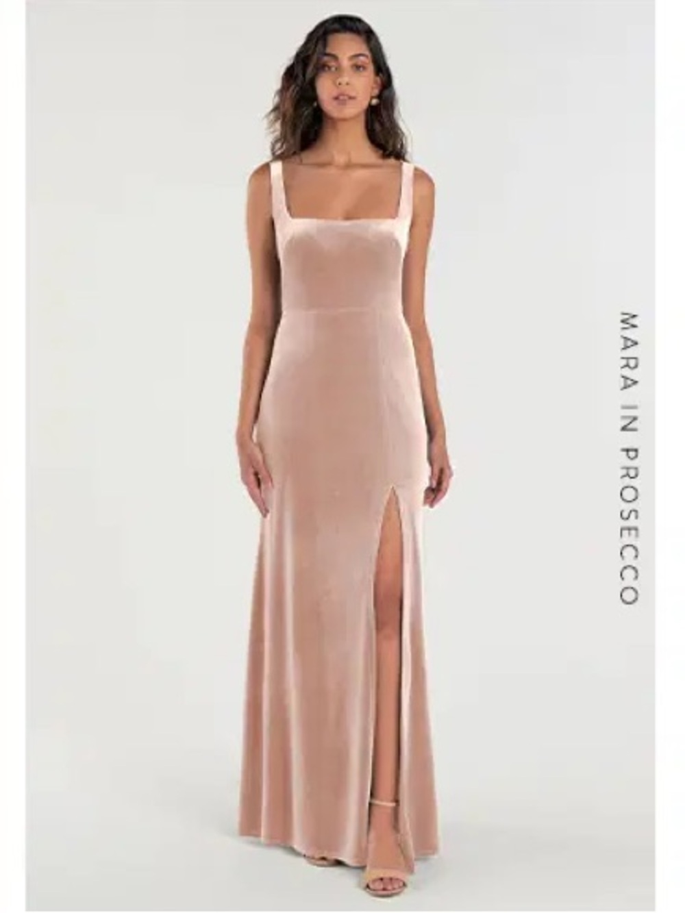 Jenny Yoo Mara Velvet Bridesmaid Dress Prosecco Size 8 Formal Gown
